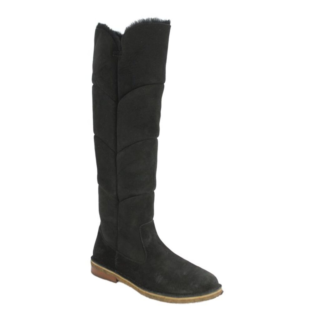 Ugg Womens Slip On Shearling Lined Suede Knee High Boots Black Size 9.5